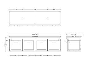 Kado Lux Door Vanity Unit Wall Hung 1800 Double Bowl Statement Top 4 Doors (No Basin)