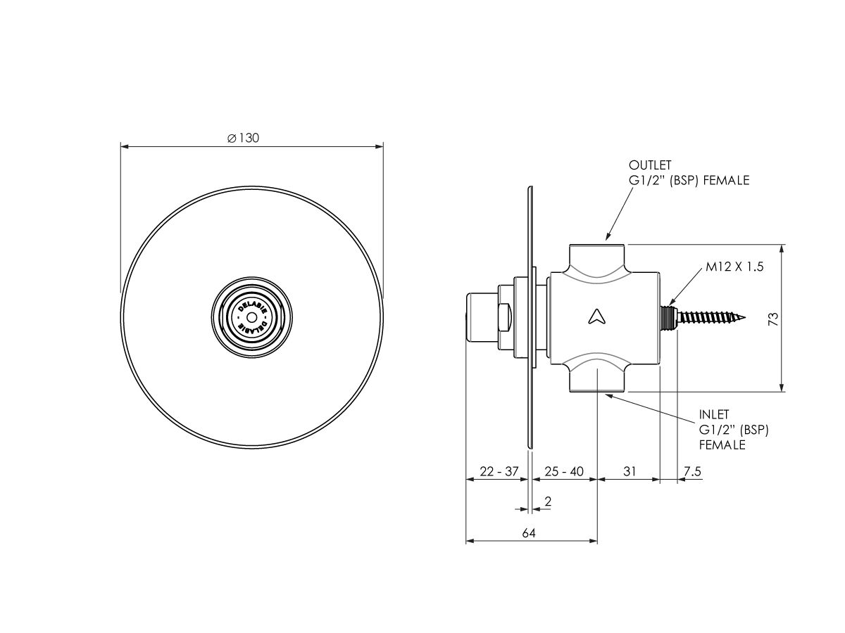 Enware Timed Flow Recess Shower Control (30 Seconds)