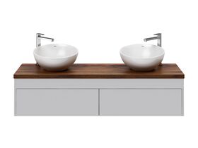 Acqua Wall Hung Vanity Unit Double 1500mm Blackwood Timber Top