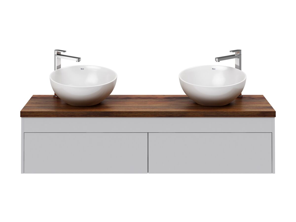 Rifco Acqua 1500mm Wall Hung Vanity Unit Double Blackwood Timber Top