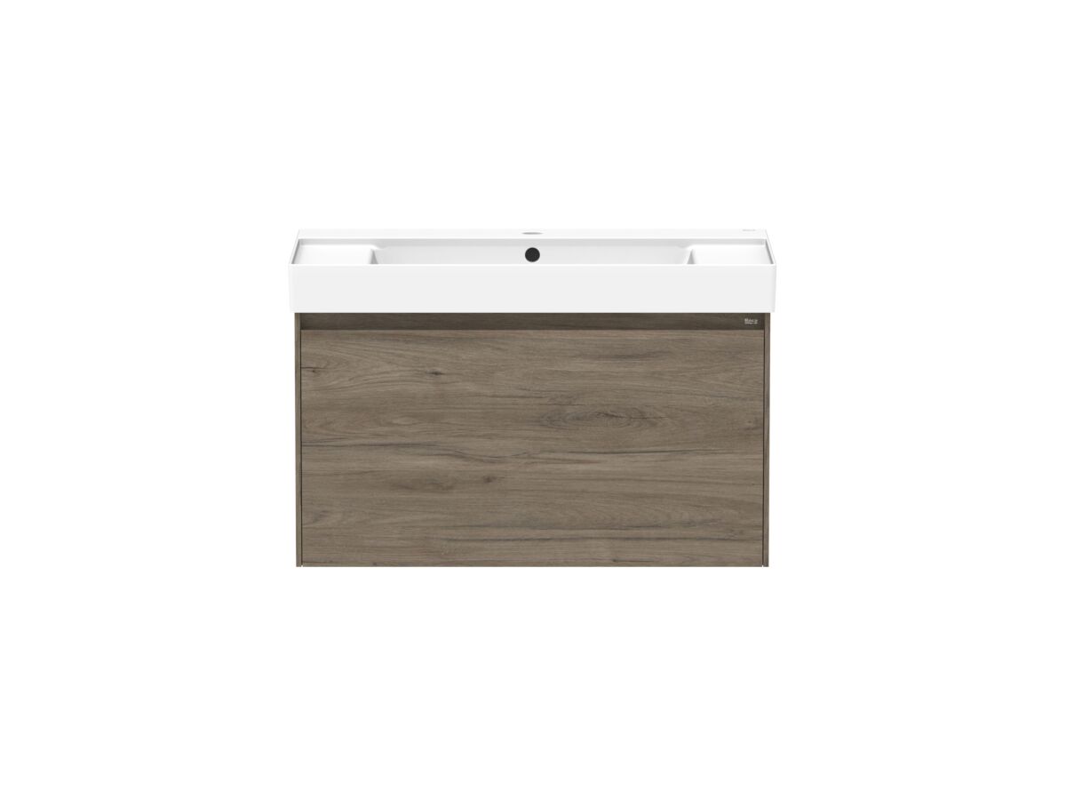 Roca Ona Vanity All Drawer Single Centre Bowl 800mm Dark Elm