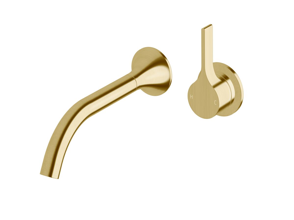 Milli Oria Wall Bath Mixer Outlet System 215mm PVD Brushed Gold from Reece