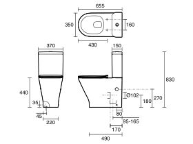 Roca The Gap Round Close Coupled Back to Wall Rimless Overheight Bottom Inlet Thin Seat (4 Star)