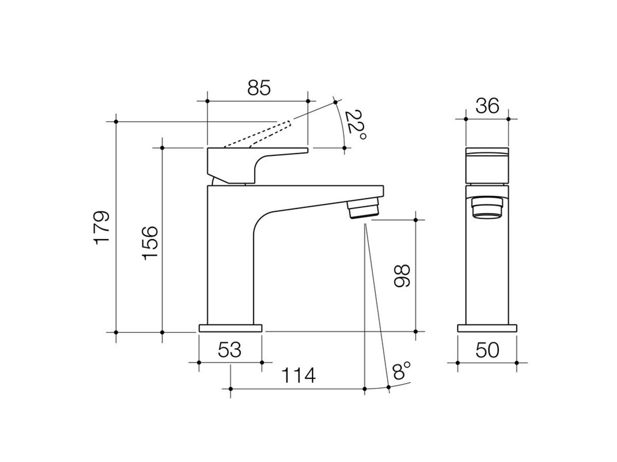 Caroma Track Mini Basin Mixer Chrome (6 Star)