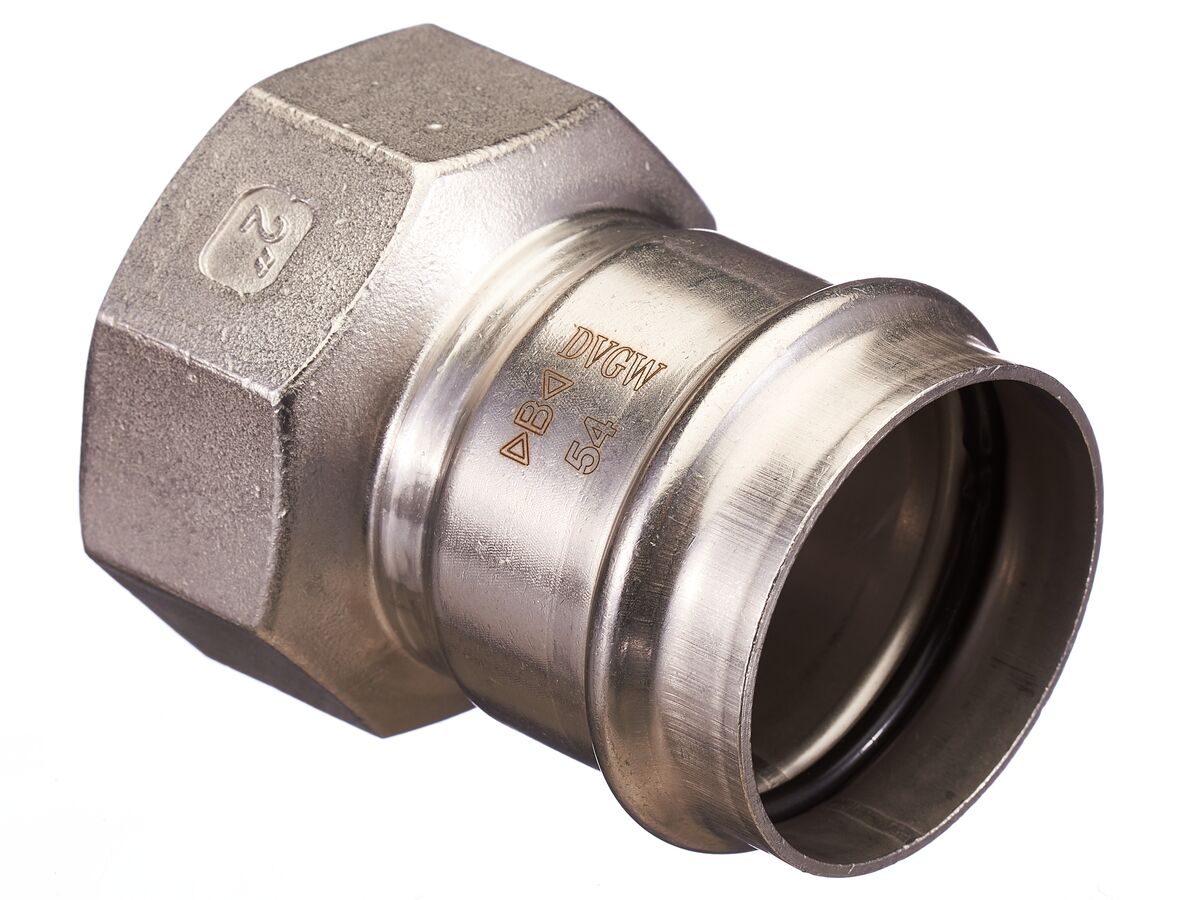 >B< Press Stainless Steel Female Straight Connector 54mm x 2""