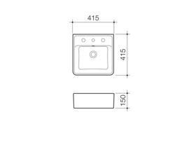 Carboni Wall Basin with Overflow 3 Tapholes White