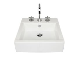 AXA Hox Wall Basin with Fixing 3 Taphole 480mm White