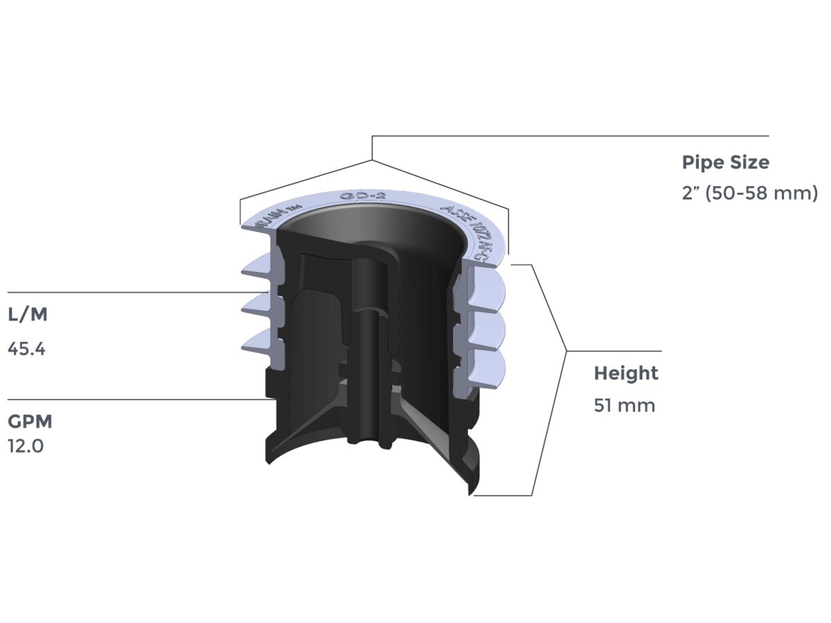 Waterless Trap Seal 50mm - 60mm
