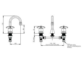 Enware CS Adjustable Basin Set Vandal Proof 1/4 Turn with Spout (3 Star)