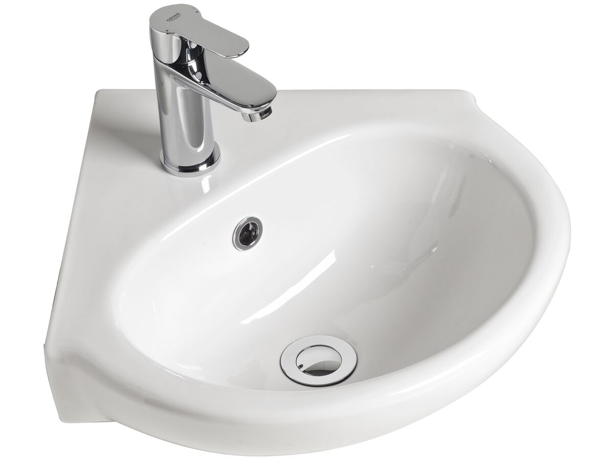 American Standard Studio Corner Wall Basin 1 Taphole with Fixing Kit