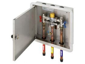 Clinimix Thermostatic Mixing Valve Assembly with Stainless Steel Cabinet & Hinged Door