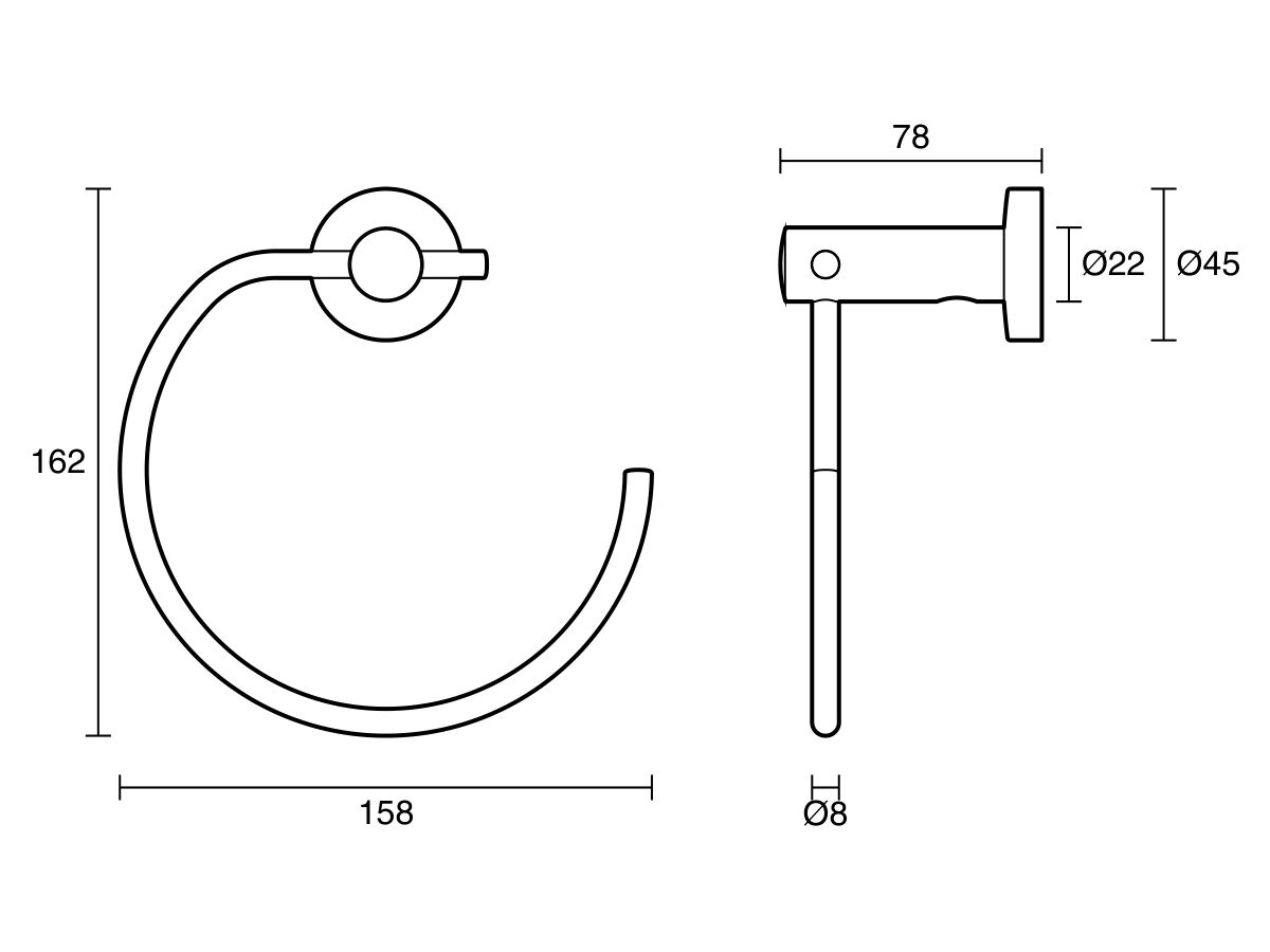 Posh Solus MK2 Guest Towel Ring Matte Black from Reece