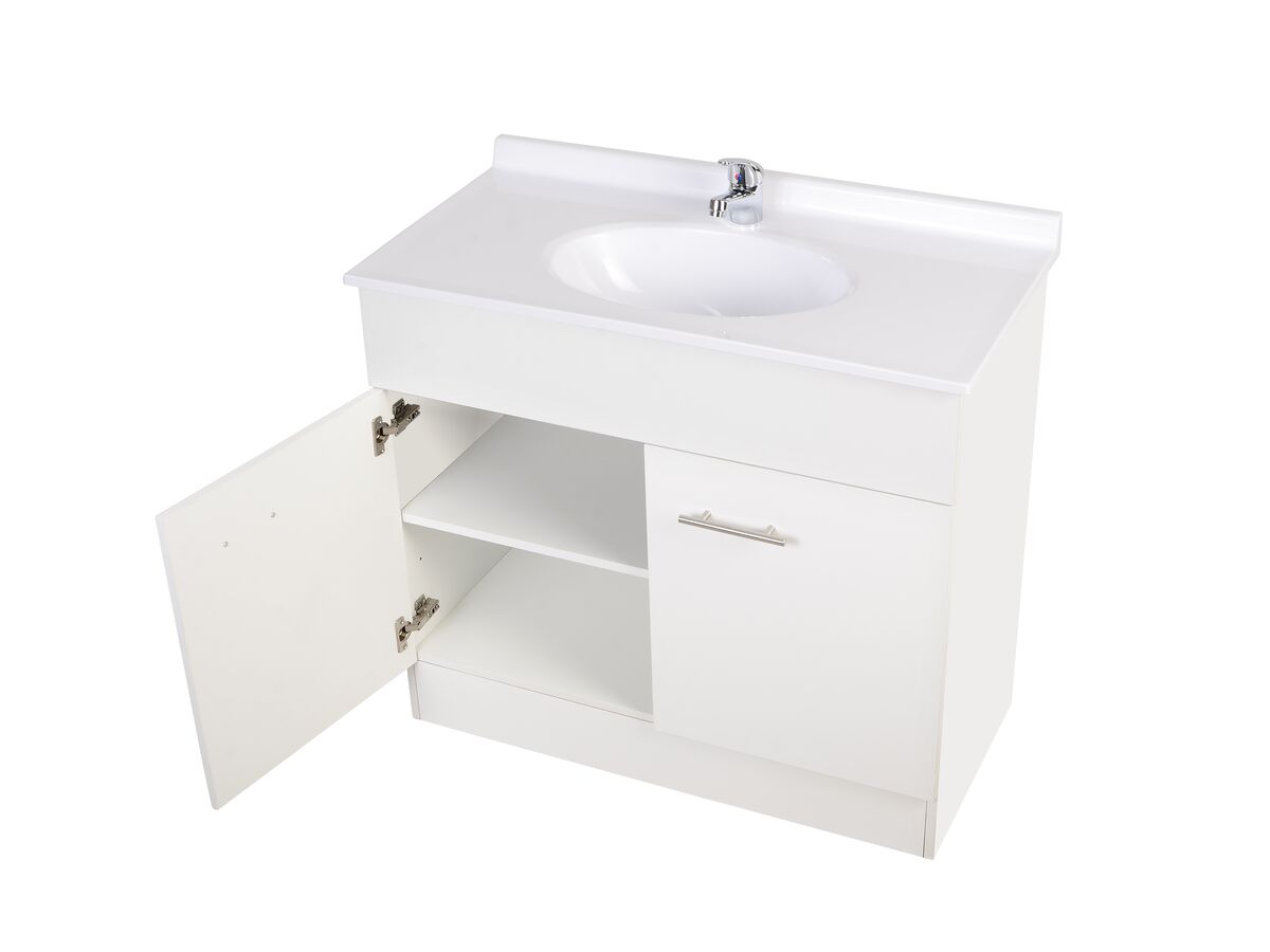 Base 2 Door Vanity Unit with Kick 1 Taphole 910mm White from Reece