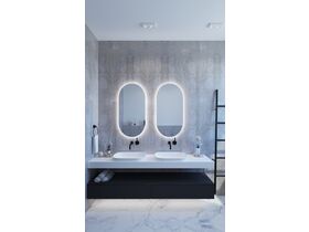 Backlit Rectangular Mirror with Rounded Ends 500x1000x45mm 39Watts with Mirror Demister