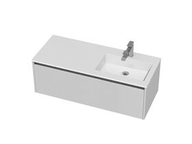 Kayla Wall Hung Vanity Unit 1200 Integrated Right Hand Basin 1 Drawer White
