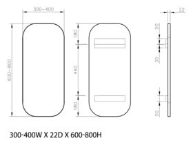 ISSY Z1 Oval Mirror Custom 300-400mm (Wide) x 600-800mm (High) x 22mm (Deep)