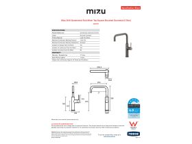 Specification Sheet - Mizu Drift Gooseneck Sink Mixer Tap Square Brushed Gunmetal (5 Star)