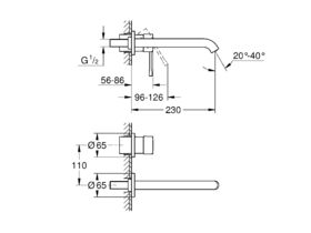 GROHE Essence New Wall Basin Mixer Set 230mm