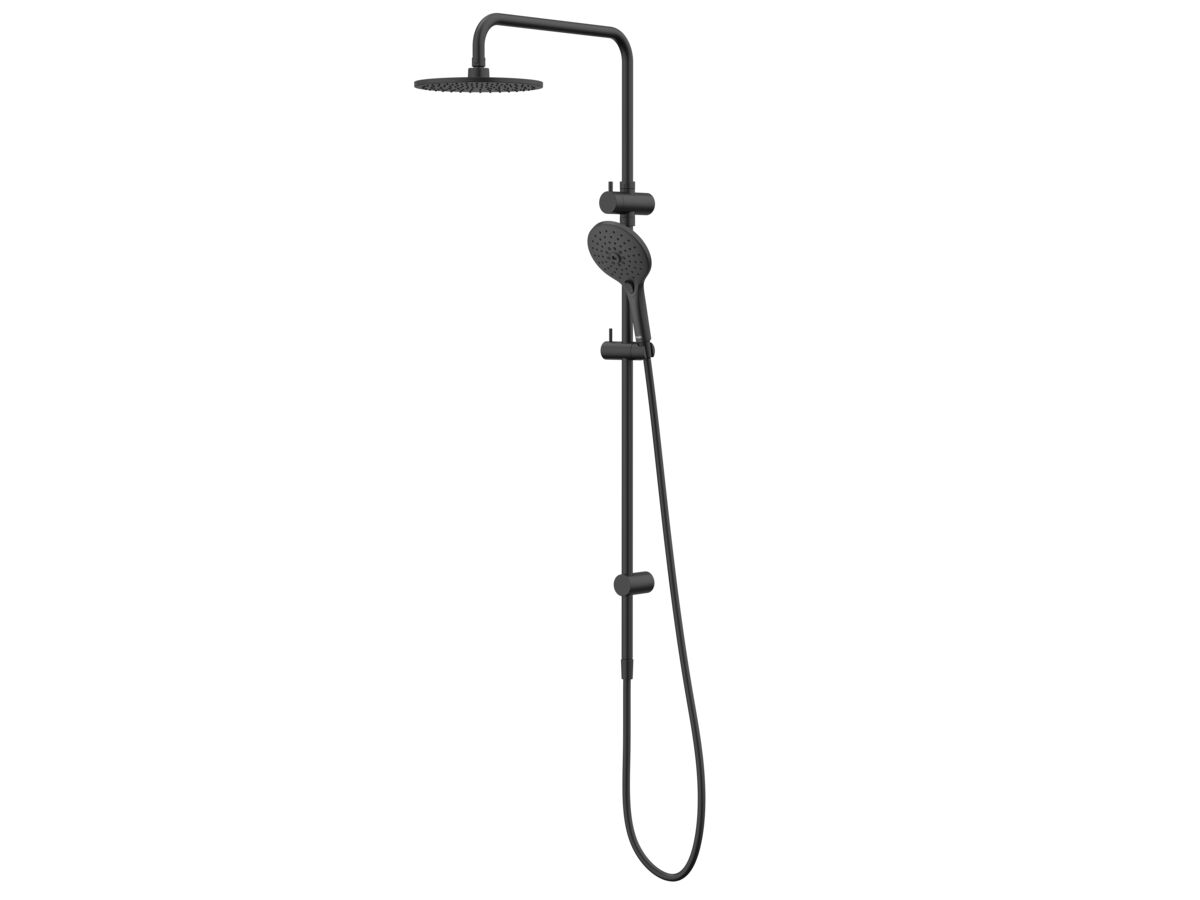 Posh Domaine Twin Rail Shower with Top Rail Water Inlet Matte Black (3