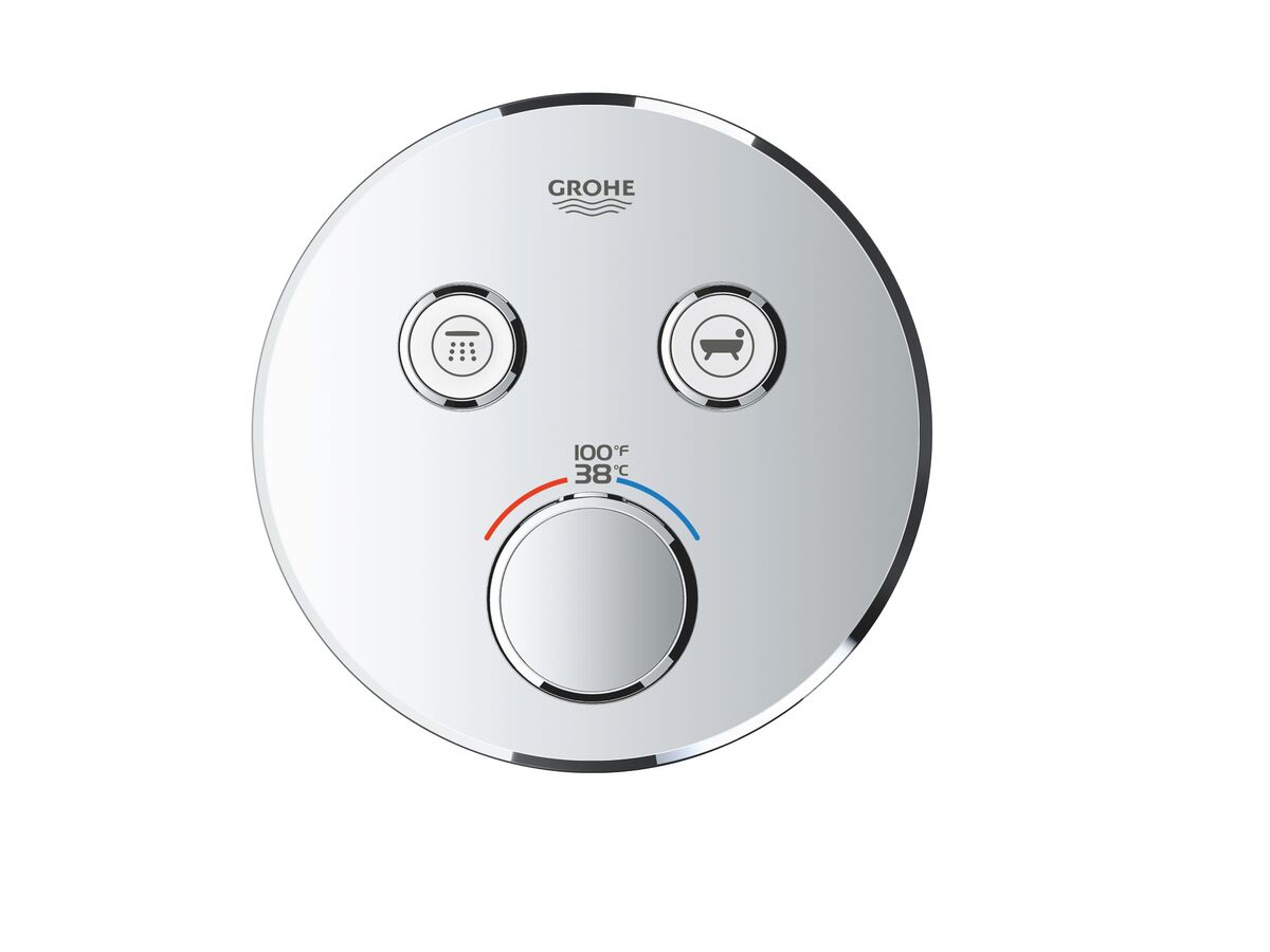GROHE SmartControl Concealed Thermostat 2 Button Round Chrome
