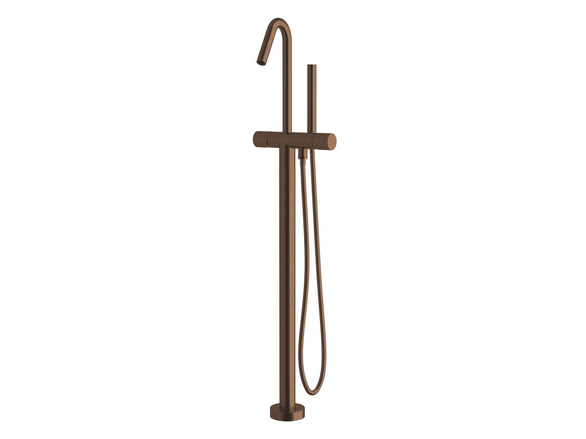 Milli Pure Floor Mounted Bath Mixer Tap with Handshower Trimset PVD Brushed Bronze (3 Star)