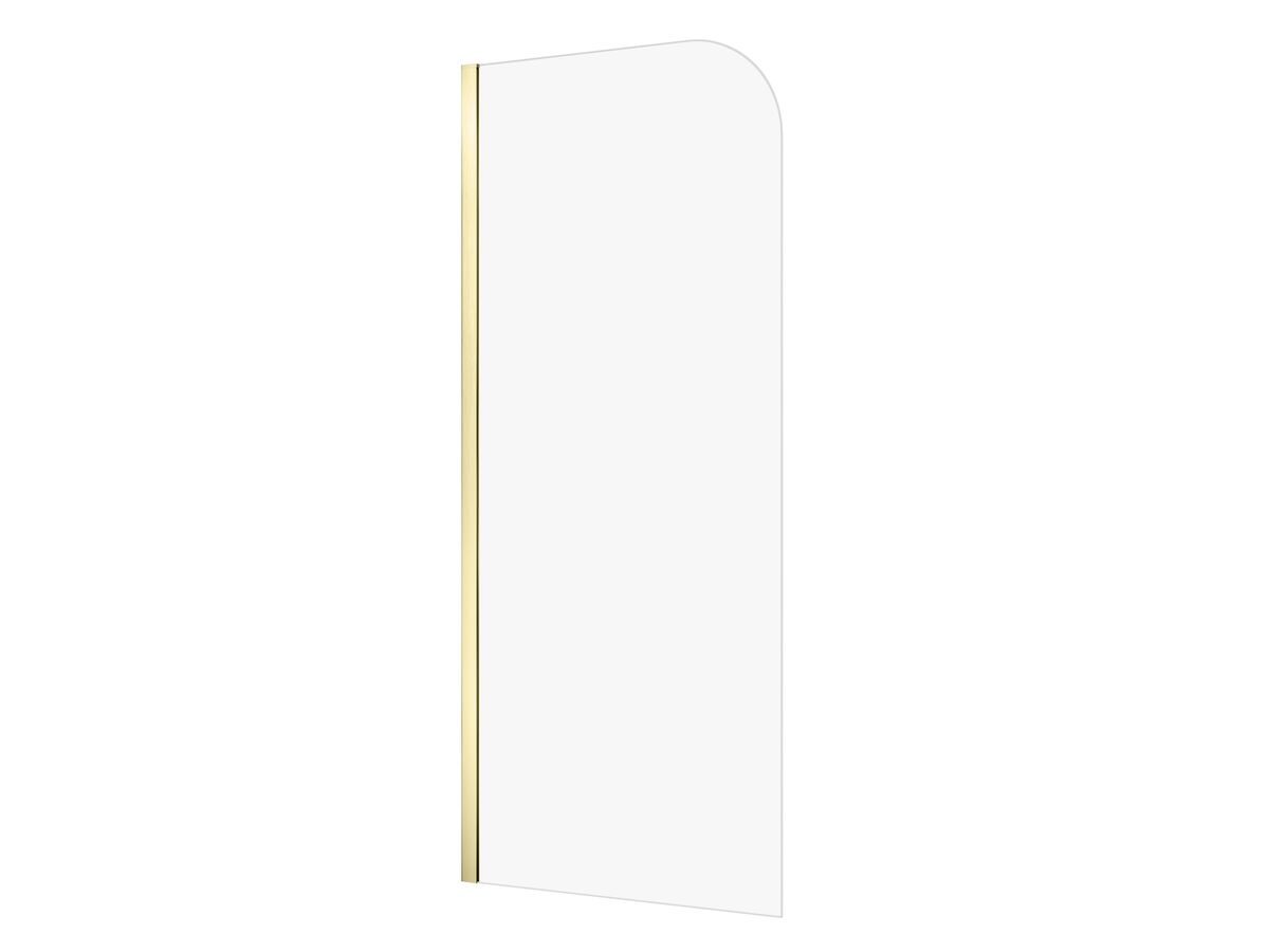 Hero - Kado Lux Frameless Curved Panel with Wall Channel Clear Glass 900mm Brushed Brass