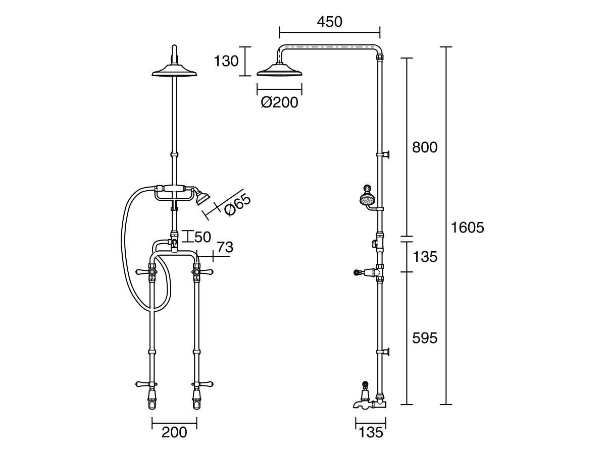 Kado Era Exposed Twin Telephone Shower & Bath Set Lever Handle