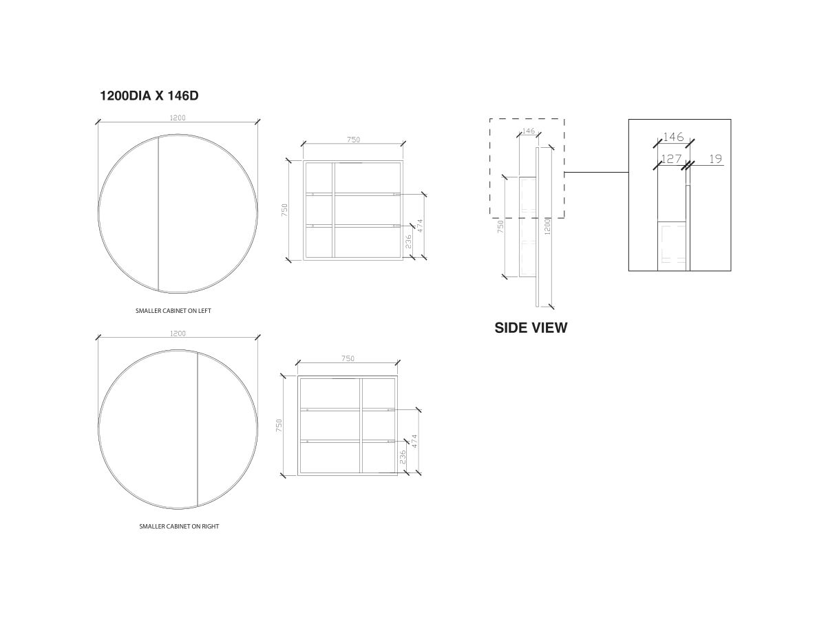 ISSY Halo 1200mm Round Mirror with Shaving from Reece