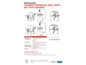 Specification Sheet - Classic Provincial Wall Bath Set with Shower (5 Star)