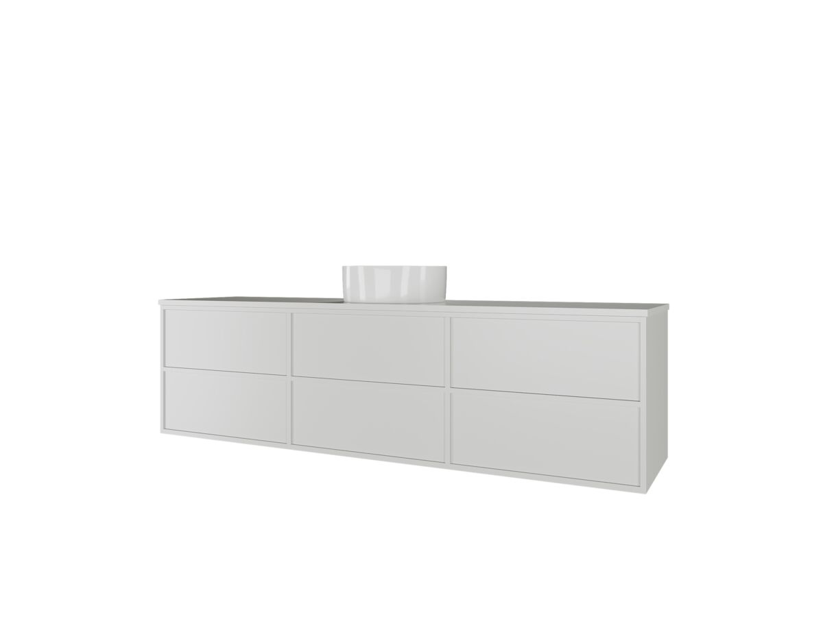 Kado Aspect Wall Hung Vanity Unit 1800mm Single Bowl 6 Drawer Corian 20mm Top