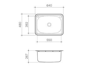 Clark 8510 Flushline Drop-in Single Bowl Laundry Trough with One By-pass Kit & Two holes 45 Litre Stainless Steel