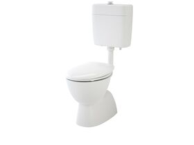 Caroma Care 200 Bottom Inlet Toilet Suite S Trap with Caravelle Double Flap Seat White (4 Star)