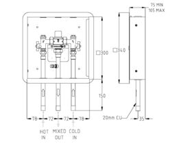 Clinimix Thermostatic Mixing Valve Assembly with Stainless Steel Cabinet & Hinged Door