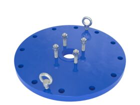 Dimax Mild Steel Offtake Flange PN16 B7 (B5) Fusion Coated DN 375mm x DN 80mm Central Offtake Complete with 4 x High Tensile Grade 8.8 M16 Studs, Nuts And Washers