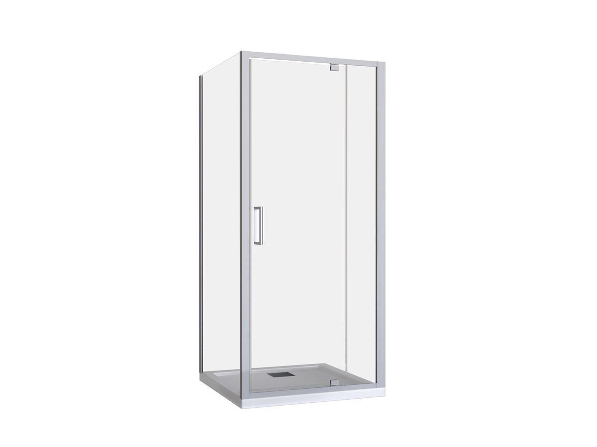 Posh Bristol Luna Shower Base & Shower Screen with Rear Outlet 900mm x 900mm White & Chrome
