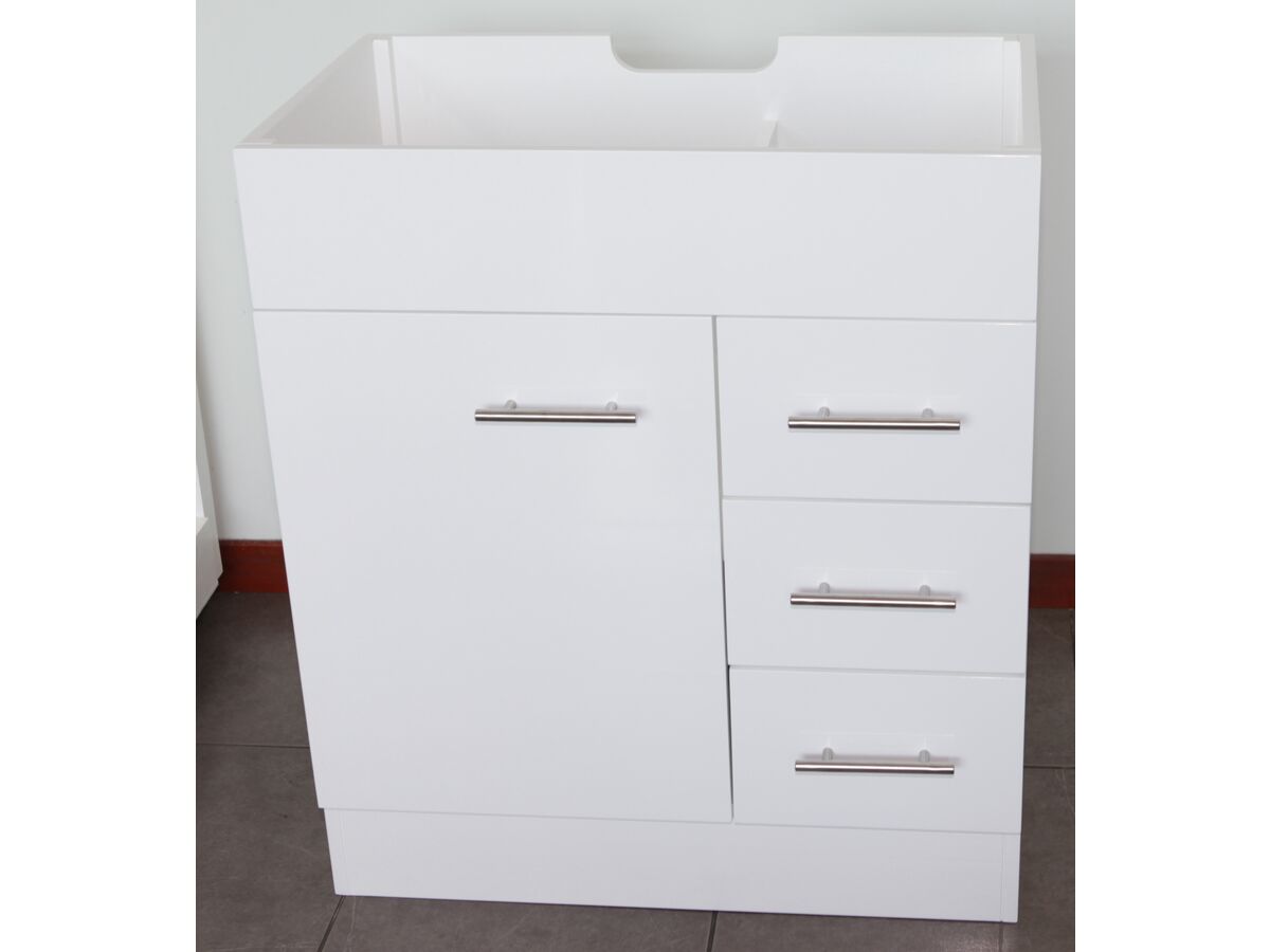 Posh Bristol MK2 Cabinet & Kick Only with 1 Door and 3 Right Hand Drawers 725mm White