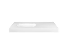 Kado Lussi 900mm Left Hand Bowl Rear Shelf Wall Basin with Overflow Matte White Solid Surface
