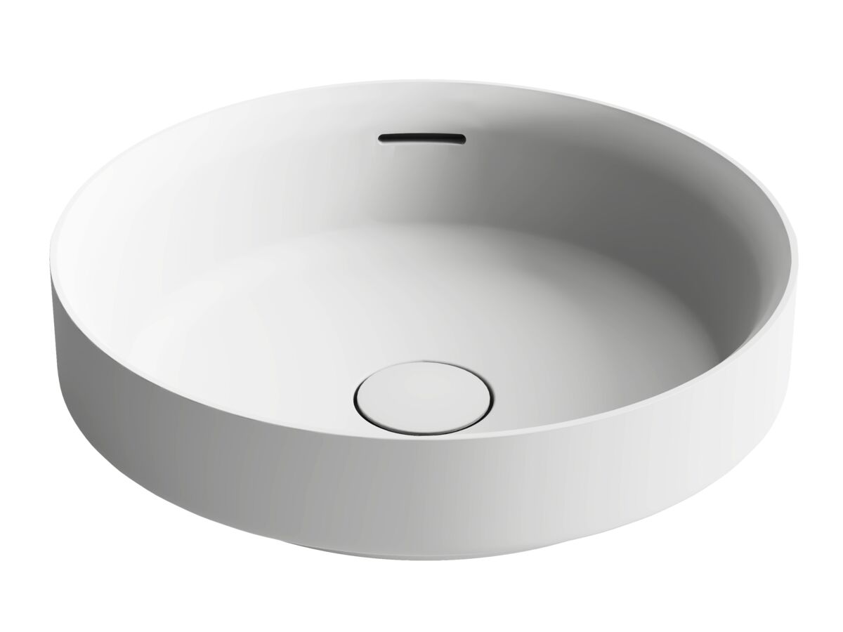 Hero - Kado Lussi Thin Edge Round Semi Inset Basin with Solid Surface Plug and Waste 380mm