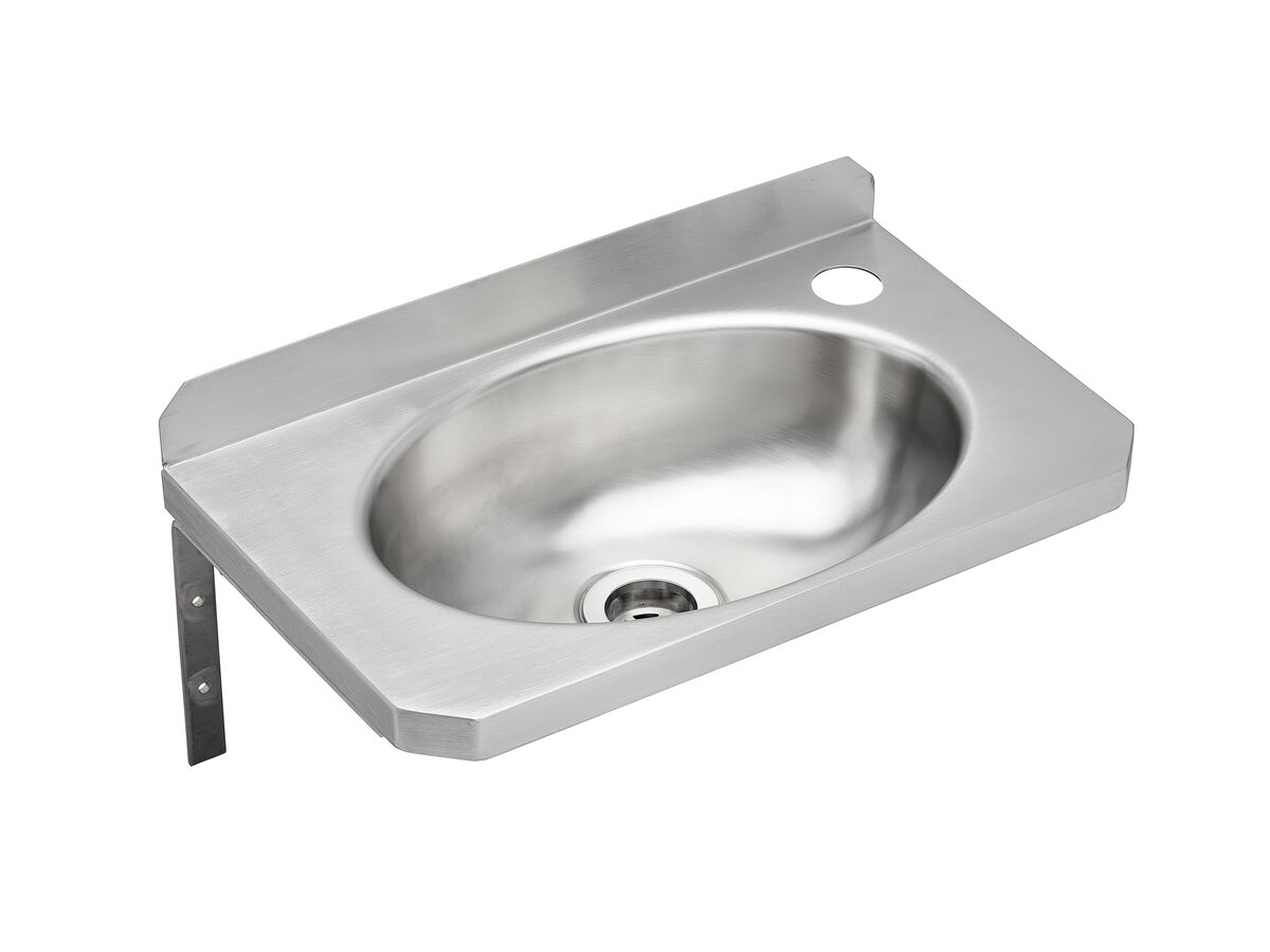 Basin Slimline Wall Mount with Bracket Right Hand 1 Taphole 400 x 240mm