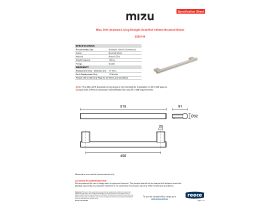 Specification Sheet - Mizu Drift Assisted Living Straight Grab Rail 450mm Brushed Nickel