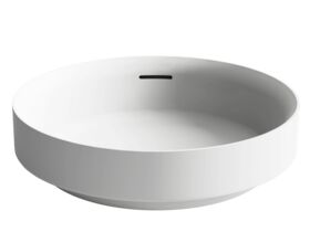 Supporting Image - Kado Lussi Thin Edge Round Semi Inset Basin with Solid Surface Plug and Waste 380mm