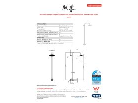 Specification Sheet - Milli Inox Overhead Single Rail Shower with Bottom Rail Water Inlet Stainless Steel (3 Star)