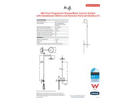 Specification Sheet - Milli Pure Progressive Shower Mixer Tap Column System with Handshower 250mm Right Hand and Diamond Textured Handles (3 Star)
