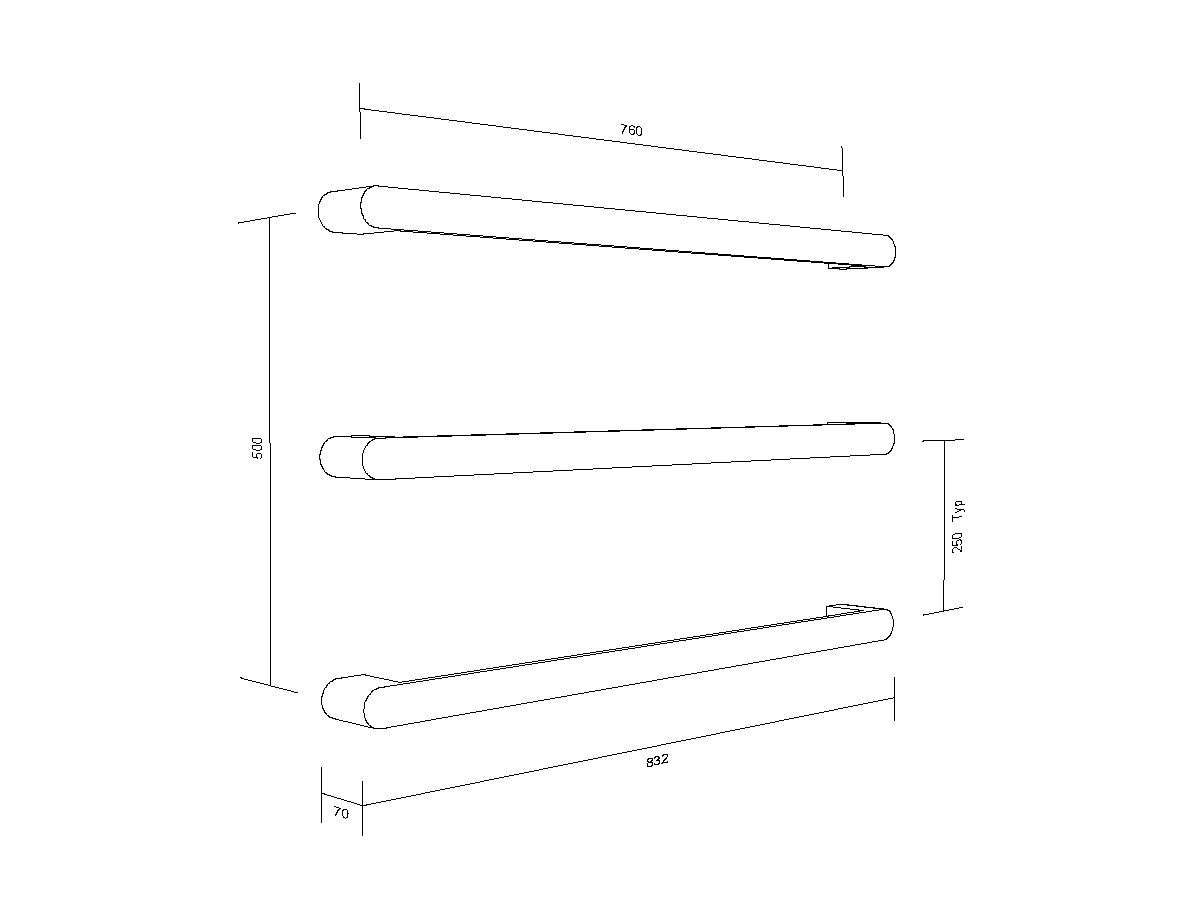 Milli Rush Heated Towel Rail 832mm (Each) Stainless Steel