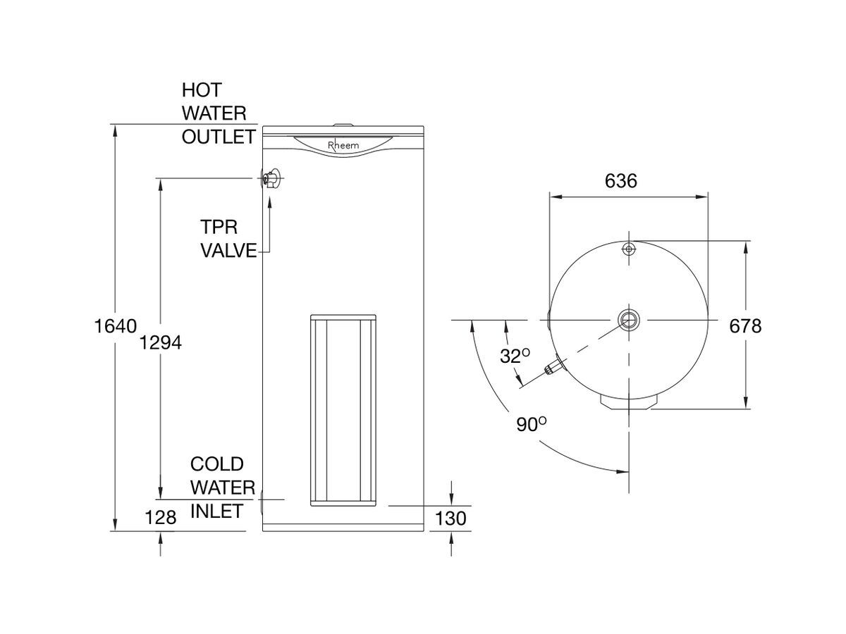 Rheem 315L 6.0kW Heavy Duty Electric Hot Water System 616/315 from Reece