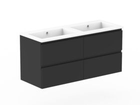 Posh Domaine Plus All-Drawer Twin 1200mm Double Bowl Wall Hung Vanity Cast Marble Top