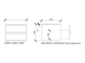 ISSY Z8 Vanity Unit 500mm (W) x 450mm (D) x 390mm (H) 1 Drawer Semi Inset Basin