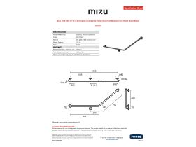 Specification Sheet - Mizu Drift 840 x 715 x 40 Degree Accessible Toilet Grab Rail Modular Left Hand Matte Black