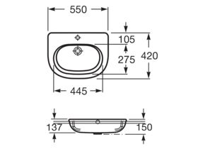 Roca Meridian Semi Recessed Basin 1 Taphole White