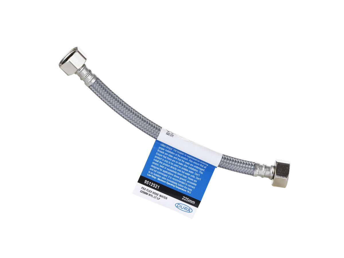 Dura Pex Flex Hose Water 225mm Nylon Low-Temp Lead Free